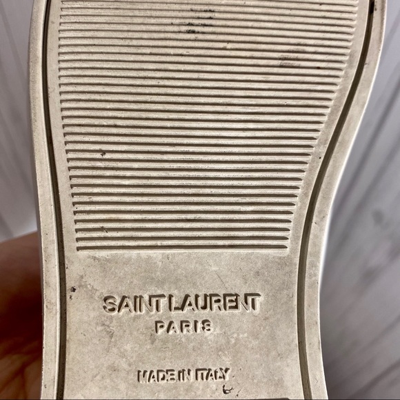 Saint Laurent White Lace Up Sneakers Women 7.5 - Picture 8 of 10